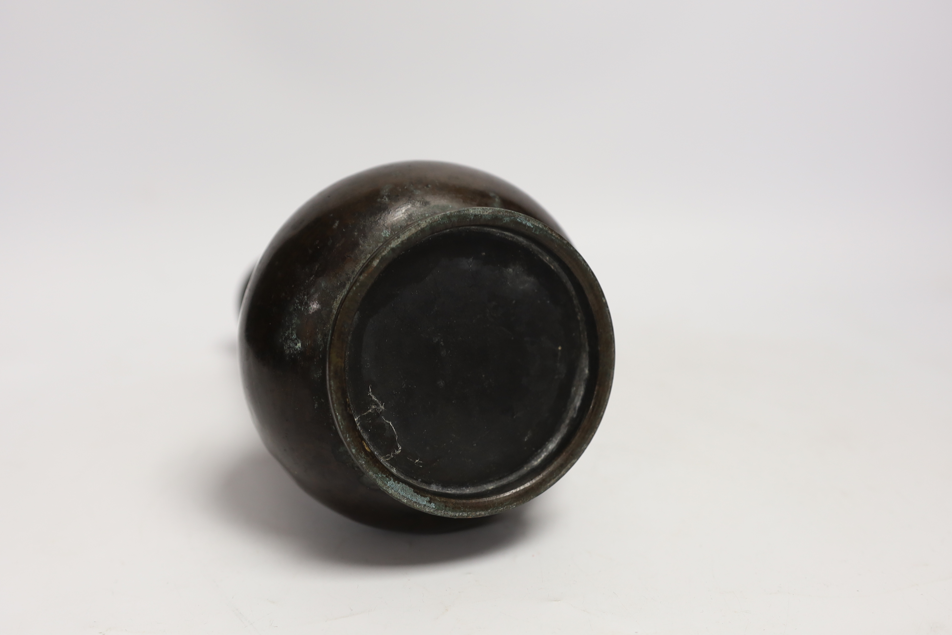 A Chinese bronze bottle vase, Song-Ming dynasty, 23cm